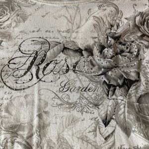 White & Black 3-4 Sleeve T-Shirt from CJ Banks, Size X (14-16), with studs